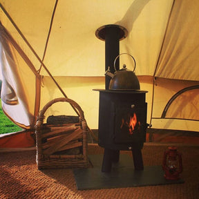 Outbacker® Hygge Oval Tent Stove | 4.5kw 18kg | Single Wall Flue Package